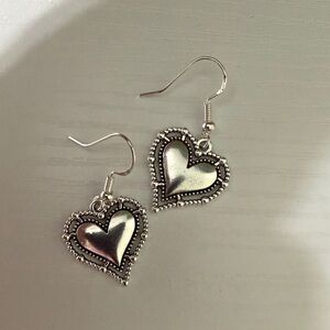 NEW Handmade Vintage Silver Heart Dangle Earrings - Women Jewelry